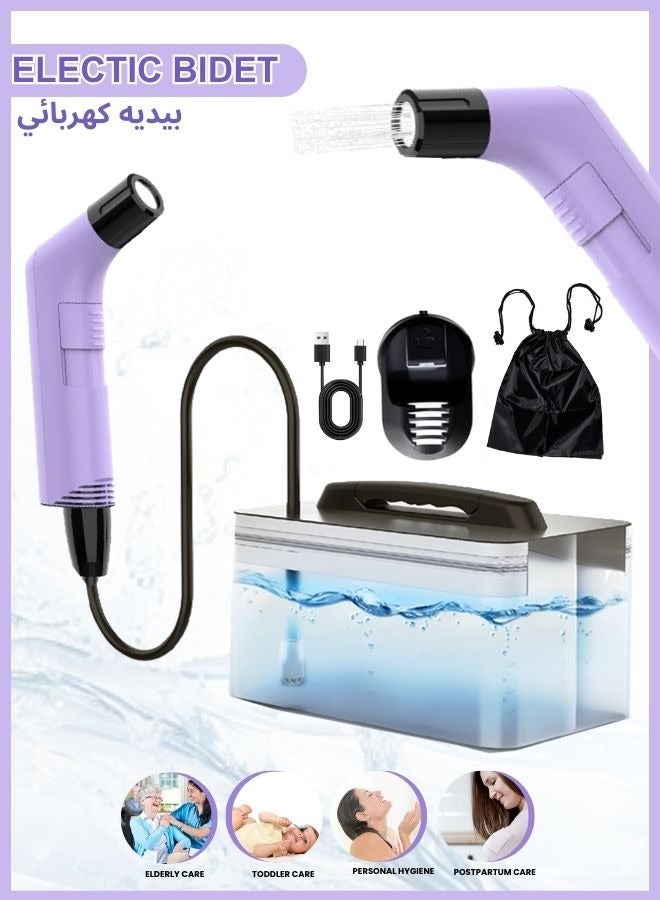 ARISHT Portable Electic Bidet , Portable Travel Bottle Handheld Personal Sprayer, electric sprayer Travel Camping Bathroom Personal Hygiene (Lilac Blue Electric Bidet, 1.2m Hose Pipe) - Image 1